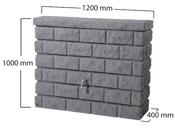 Okrasná nádoba na dešťovou vodu Rocky Wand tmavý granit 400 l