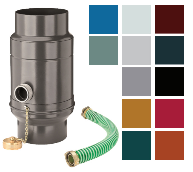 Sběrač dešťové vody KJG s hadicí pozink barevný, automatický, průměr 120 mm