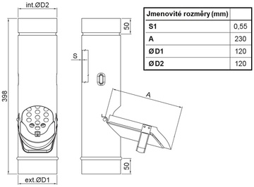 Sběrač dešťové vody KJG se sítkem pozink barevný, průměr 120 mm