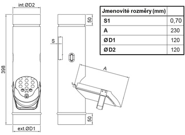 Sběrač dešťové vody KJG se sítkem titanzinek, průměr 120 mm