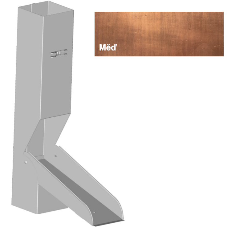 Sběrač dešťové vody KJG hranatý měď 120x120 mm