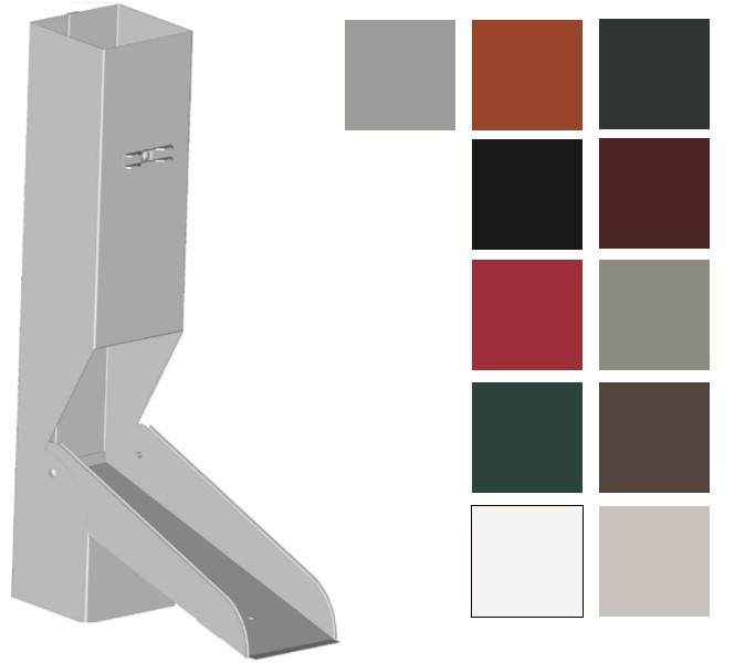 Sběrač dešťové vody KJG hranatý hliník barevný 80x80 mm
