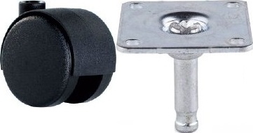 Nábytkové kolečko celoplastové EMI 42 C na plotně 42x42 mm