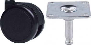 Nábytkové kolečko celoplastové EMI 65 C na plotně 35x35 mm