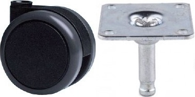 Kolečko nábytkové EMI 65 G S pogumované, plotna 35 x 35 mm