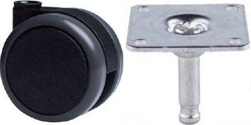 Kolečko nábytkové EMI 65 G S pogumované, plotna 35 x 35 mm