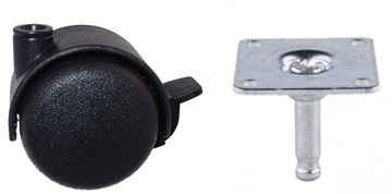 Nábytkové kolečko celoplastové EMI 42 BR s brzdou na plotně 35x35mm