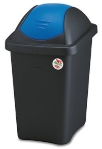 Plastový odpadkový koš Stefanplast MULTIPAT 30 l, černý-modré víko