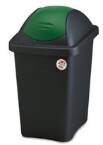 Plastový odpadkový koš Stefanplast MULTIPAT 30 l, černý-zelené víko