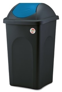 Plastový odpadkový koš Stefanplast MULTIPAT 60 l, černý-modré víko
