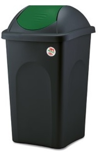 Plastový odpadkový koš Stefanplast MULTIPAT 60 l, černý-zelené víko