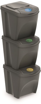 Sada odpadkových košů Prosperplast SORTIBOX 3x25 l šedý kámen