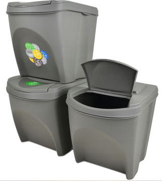 Sada odpadkových košů Prosperplast SORTIBOX 3x25 l šedý kámen