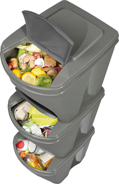 Sada odpadkových košů Prosperplast SORTIBOX 3x25 l šedý kámen