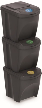 Sada odpadkových košů Prosperplast SORTIBOX 3x25 l antracit