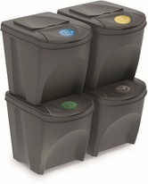 Sada odpadkových košů Prosperplast SORTIBOX 4x25 l šedý kámen