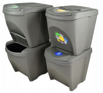 Sada odpadkových košů Prosperplast SORTIBOX 4x25 l šedý kámen