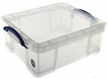 Plastový úložný REALLY USEFUL box transparentní 18l s víkem