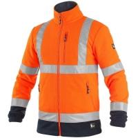 Fleecová bunda Canis PRESTON oranžovo-modrá s výstražnými prvky, vel. S