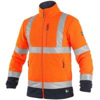 Fleecová bunda Canis PRESTON oranžovo-modrá s výstražnými prvky, vel. XL
