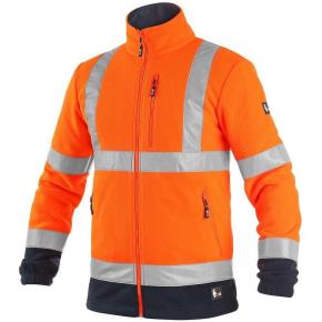 Fleecová bunda Canis PRESTON oranžovo-modrá s výstražnými prvky, vel. XL