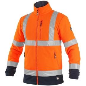 Fleecová bunda Canis PRESTON oranžovo-modrá s výstražnými prvky, vel. XXL