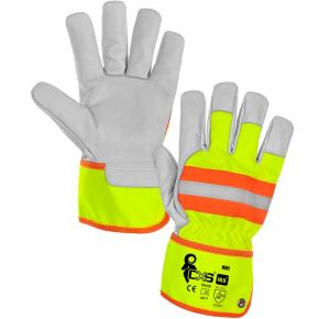 Kombinované pracovní rukavice CXS HIVI žluto-oranžové vel. 10,5