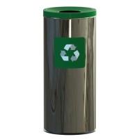 Kovový odpadkový koš na tříděný odpad 45l se zeleným víkem