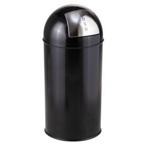 Kovový odpadkový koš s klapkou PUSH-BOY černý 40l