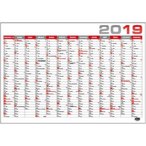 Nástěnný roční kalendář B1 červený 2019