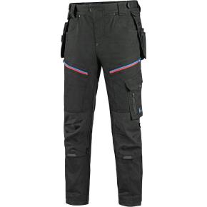 Pánské pracovní kalhoty CXS LEONIS, černé s modro/červenými doplňky, vel. 48