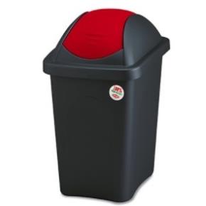 Plastový odpadkový koš Stefanplast MULTIPAT 30 l, černý-červené víko