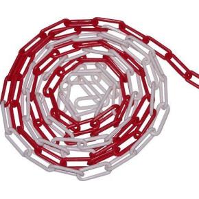 Plastový řetěz 10m červeno-bílý