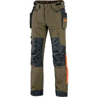 Pracovní kalhoty CXS NAOS zelené, HV oranžové doplňky, vel. 48