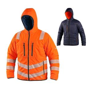 Reflexní zimní oboustranná bunda CXS CHESTER oranžovo-modrá, vel. L
