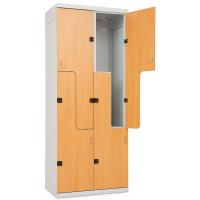 Šatní skříňka 4-dveřová, dveře typu Z, 1970 x 800 x 500 mm - lamino/kov