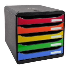 Zásuvkový box Exacompta Plus plastový, duhový, 5 zásuvek A4 - černý